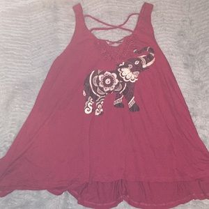Maroon Elephant Tank Top